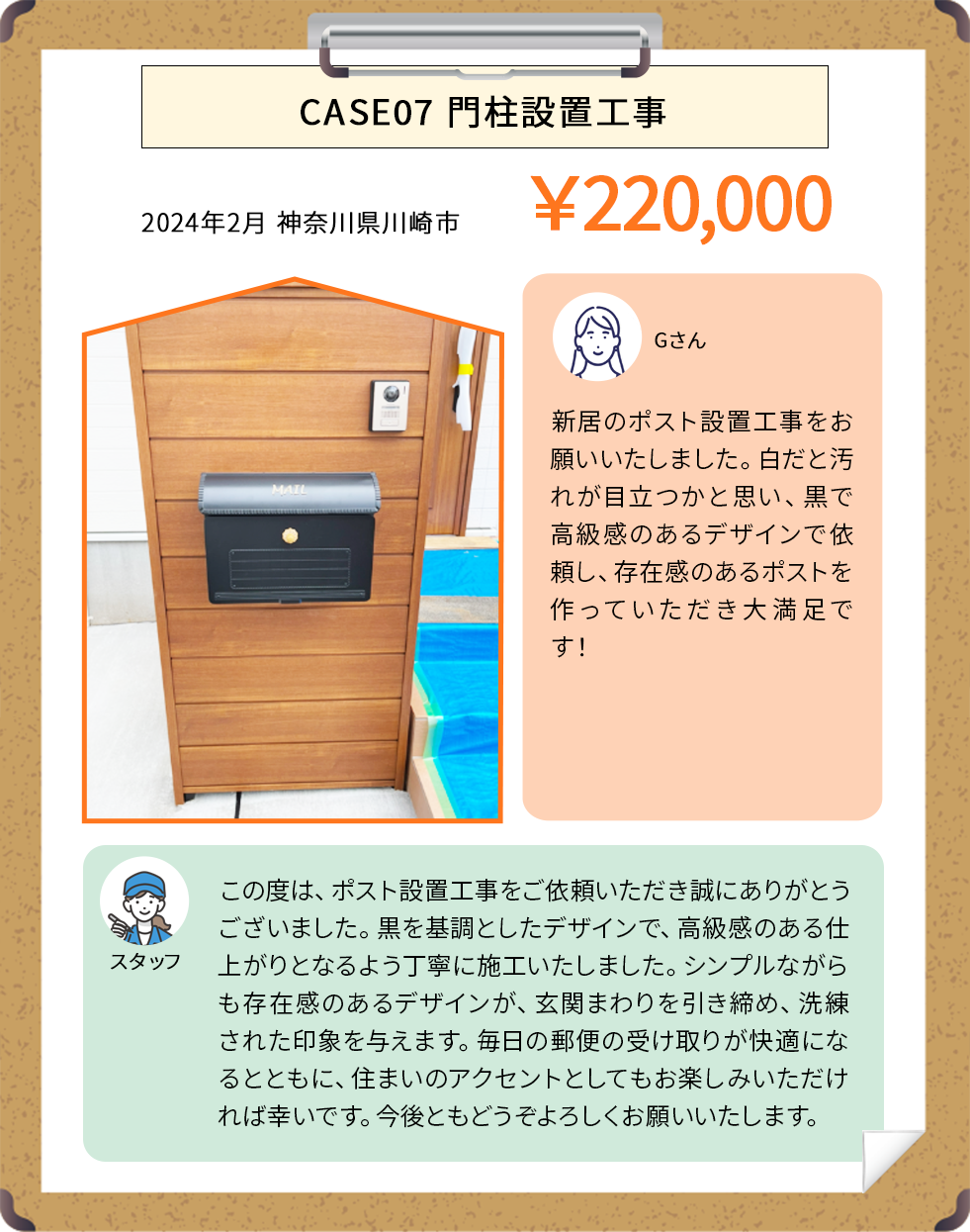 CASE07 門柱設置工事 ￥220,000